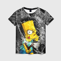 Женская футболка Барт Симпсон разбил из рогатки стекло