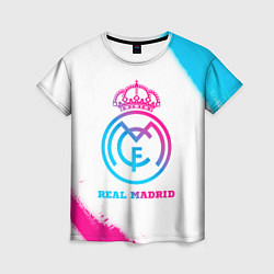 Женская футболка Real Madrid neon gradient style