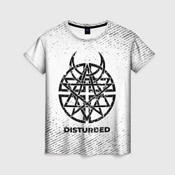 Женская футболка Disturbed с потертостями на светлом фоне