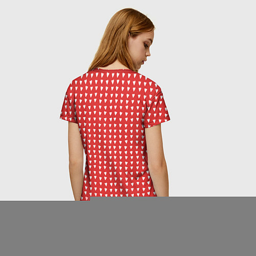 Женская футболка Красные сердечки паттерн / 3D-принт – фото 4