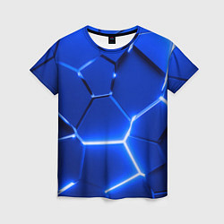 Женская футболка Синие неоновые геометрические плиты