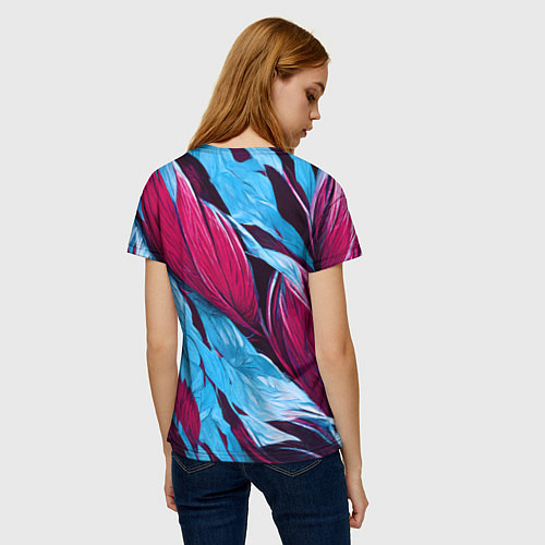 Женская футболка Яркие экзотические перья / 3D-принт – фото 4