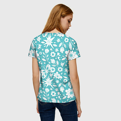 Женская футболка Нежный цветочный паттерн / 3D-принт – фото 4