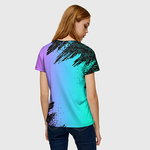 Женская футболка Roblox neon logo / 3D-принт – фото 4