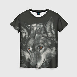 Женская футболка Серый мудрый волк