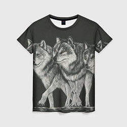 Женская футболка Три волка