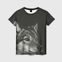 Женская футболка Спокойный серый волк