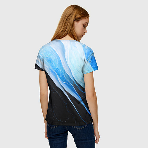 Женская футболка Тёмно-синий мрамор / 3D-принт – фото 4