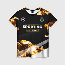 Женская футболка Sporting legendary sport fire