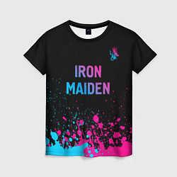 Женская футболка Iron Maiden - neon gradient: символ сверху