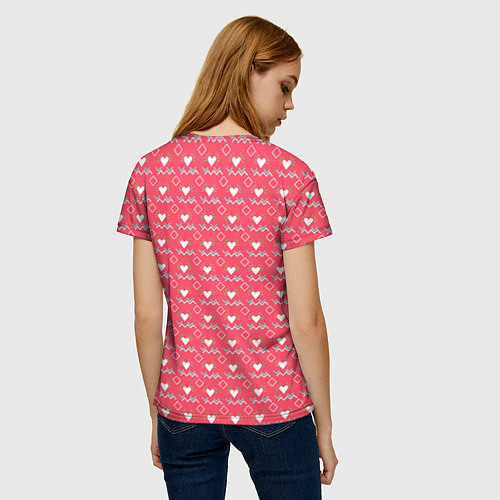 Женская футболка Сердечки и линии - абстракция / 3D-принт – фото 4