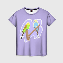 Женская футболка Пара волнистых попугаев