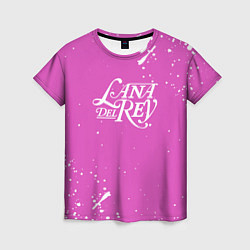 Женская футболка Lana Del Rey - на розовом фоне брызги