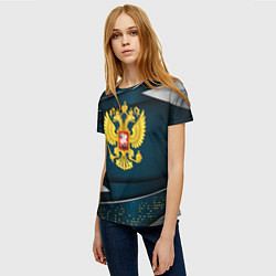 Футболка женская Russia - dark abstract, цвет: 3D-принт — фото 2