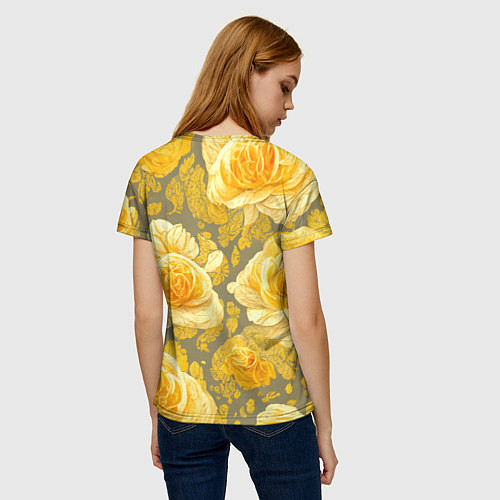 Женская футболка Яркие желтые бутоны / 3D-принт – фото 4