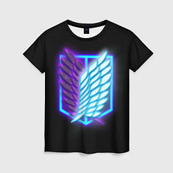 Женская футболка Attack on Titan neon logo