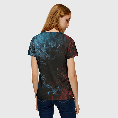 Женская футболка Тьма и краски / 3D-принт – фото 4
