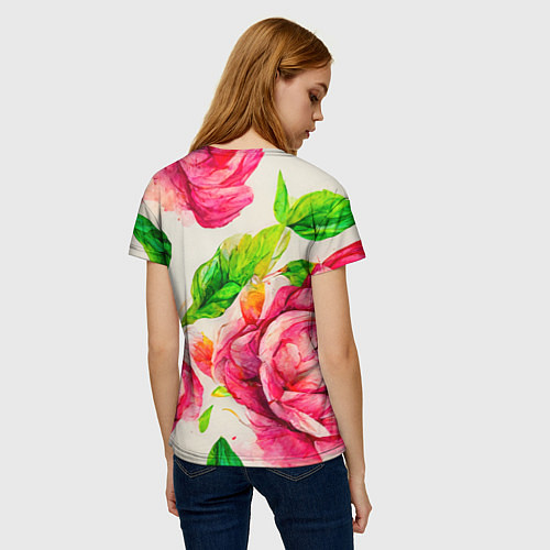 Женская футболка Яркие выразительные розы / 3D-принт – фото 4