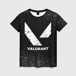 Женская футболка Valorant с потертостями на темном фоне