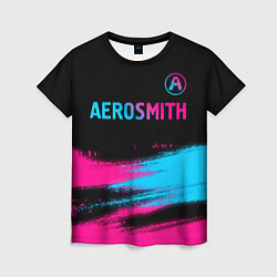Женская футболка Aerosmith - neon gradient: символ сверху