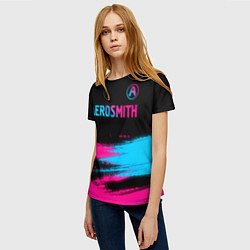 Футболка женская Aerosmith - neon gradient: символ сверху, цвет: 3D-принт — фото 2