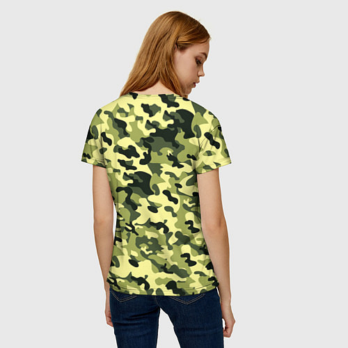 Женская футболка Камуфляж Зеленые листья / 3D-принт – фото 4