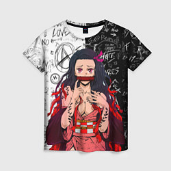 Женская футболка Незуко - Клинок рассекающий демонов