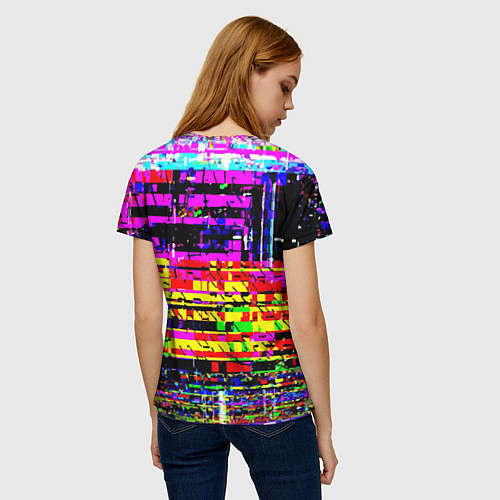 Женская футболка Яркий пиксельный красочный глитч / 3D-принт – фото 4