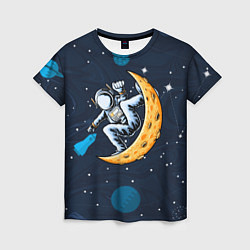 Женская футболка Космонавт на луне