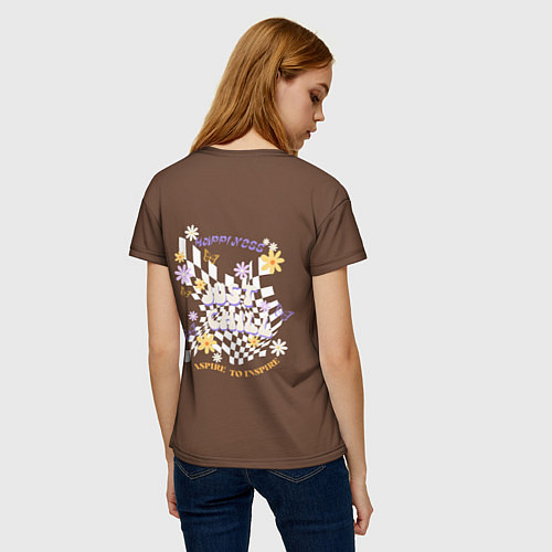 Женская футболка Just chill ретро дизайн с ромашками / 3D-принт – фото 4
