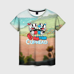 Женская футболка Cuphead природа