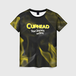 Женская футболка Cuphead жёлтый огонь