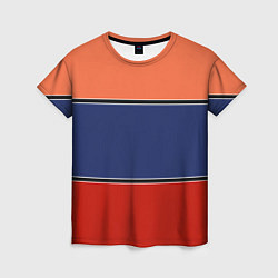 Женская футболка Combined pattern striped orange red blue