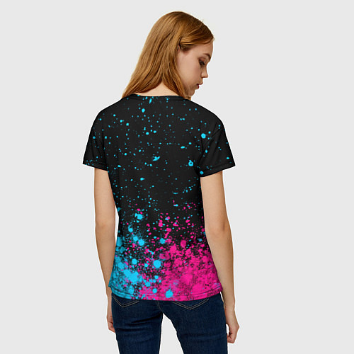 Женская футболка Limp Bizkit - neon gradient: символ сверху / 3D-принт – фото 4