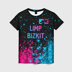 Женская футболка Limp Bizkit - neon gradient: символ сверху