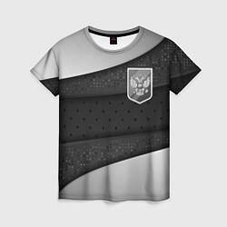 Женская футболка Черно-белый герб России