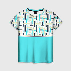 Женская футболка Голубой неоновый геометрический узор