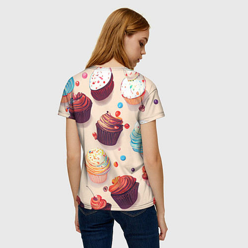 Женская футболка Капкейки на разный вкус / 3D-принт – фото 4