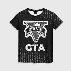 Женская футболка GTA с потертостями на темном фоне