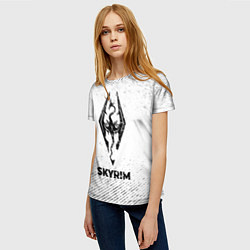 Футболка женская Skyrim с потертостями на светлом фоне, цвет: 3D-принт — фото 2