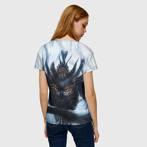 Женская футболка Сова, сидящая на ветке / 3D-принт – фото 4