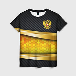 Футболка женская Black & gold - герб России, цвет: 3D-принт