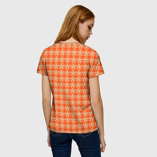 Женская футболка Цветочки на оранжевом фоне / 3D-принт – фото 4