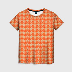 Футболка женская Цветочки на оранжевом фоне, цвет: 3D-принт