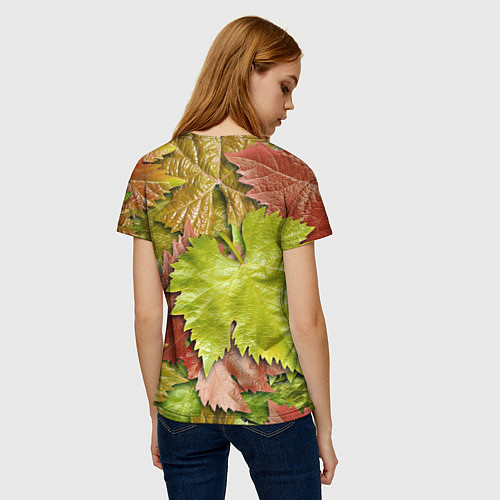 Женская футболка Осенние листья клёна - паттерн / 3D-принт – фото 4