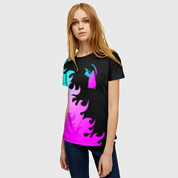 Футболка женская Children of Bodom неоновый огонь, цвет: 3D-принт — фото 2