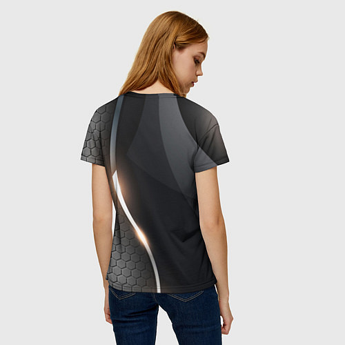 Женская футболка Герб РФ киберпанк / 3D-принт – фото 4
