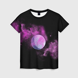 Женская футболка Космическая Луна в дыму