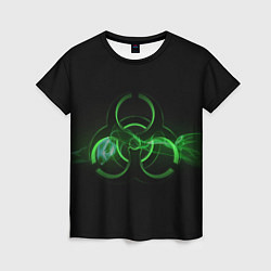 Женская футболка Радиация - зелёный знак