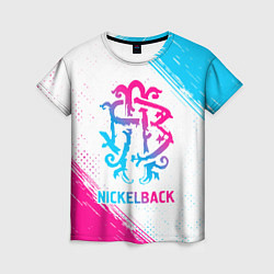 Женская футболка Nickelback neon gradient style